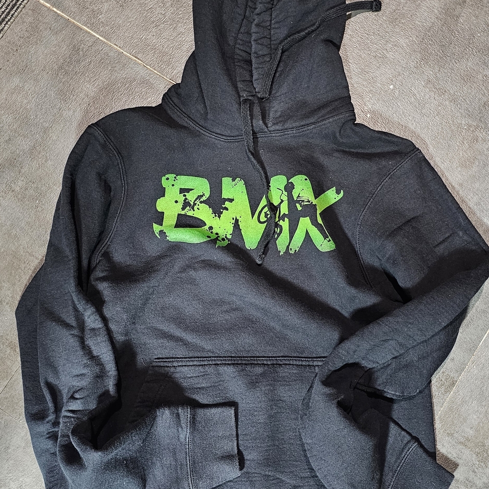 BMX Black Hoodie with Green Graphic